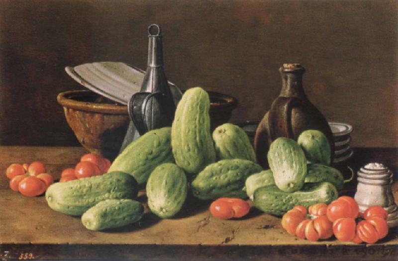 Melendez, Luis Eugenio Cucumber and tomatoes oil painting picture